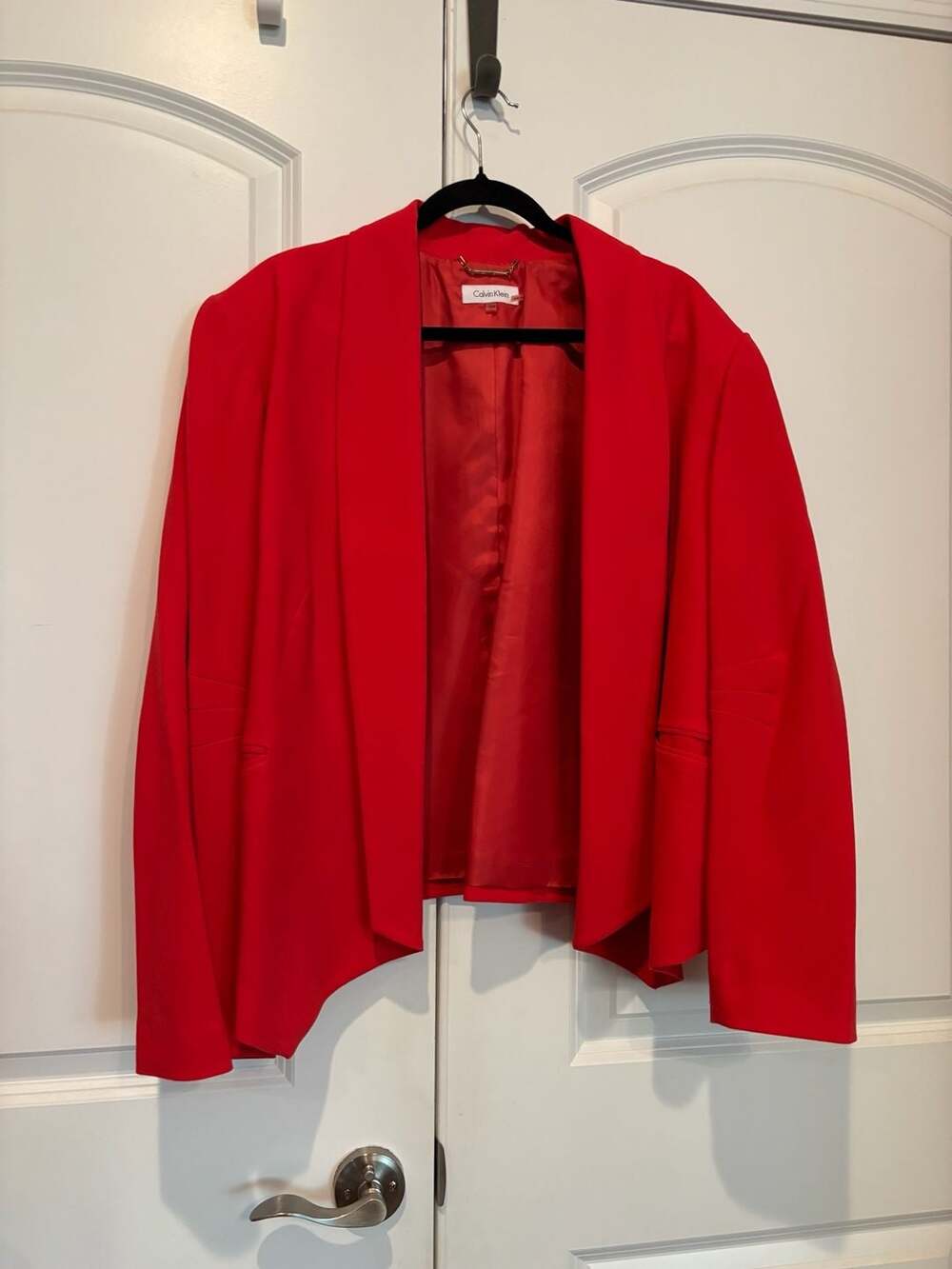 Calvin Klein Blazer Size 22W Red Open Front Jacket